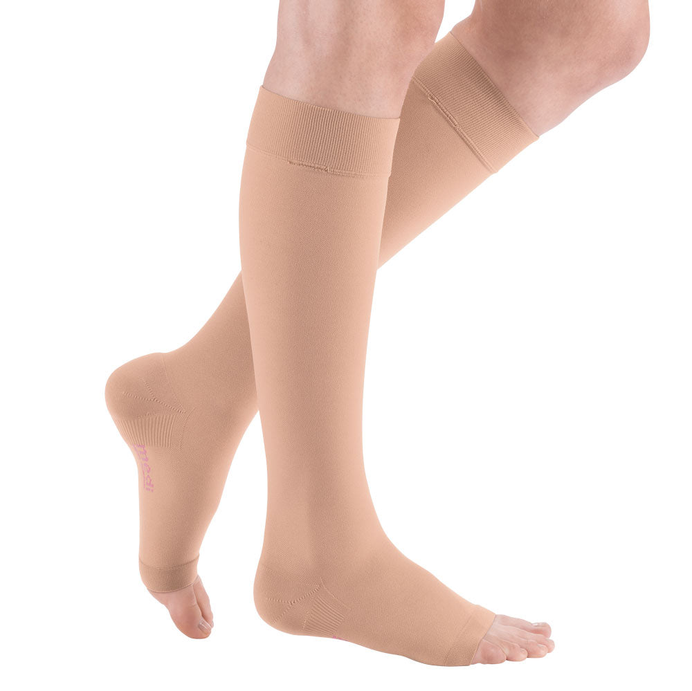 mediven plus CCL1 AD Kompressionsstrümpfe kurz ohne Fußspitze mit Trikotabschlussrand