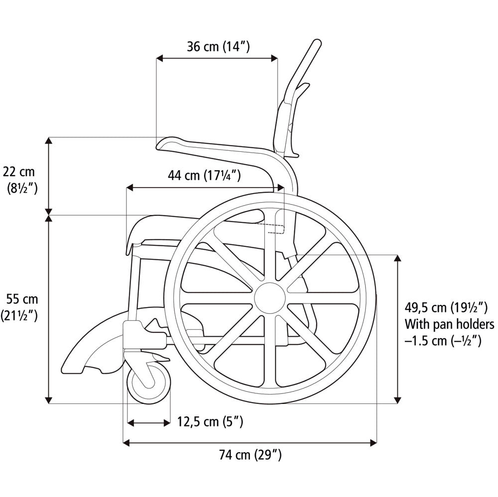 Etac CLEAN Dusch- und Toilettenrollstuhl 24" Räder