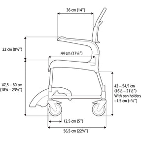 Etac CLEAN Dusch- und Toilettenrollstuhl höhenverstellbar 47,5 cm - 60 cm