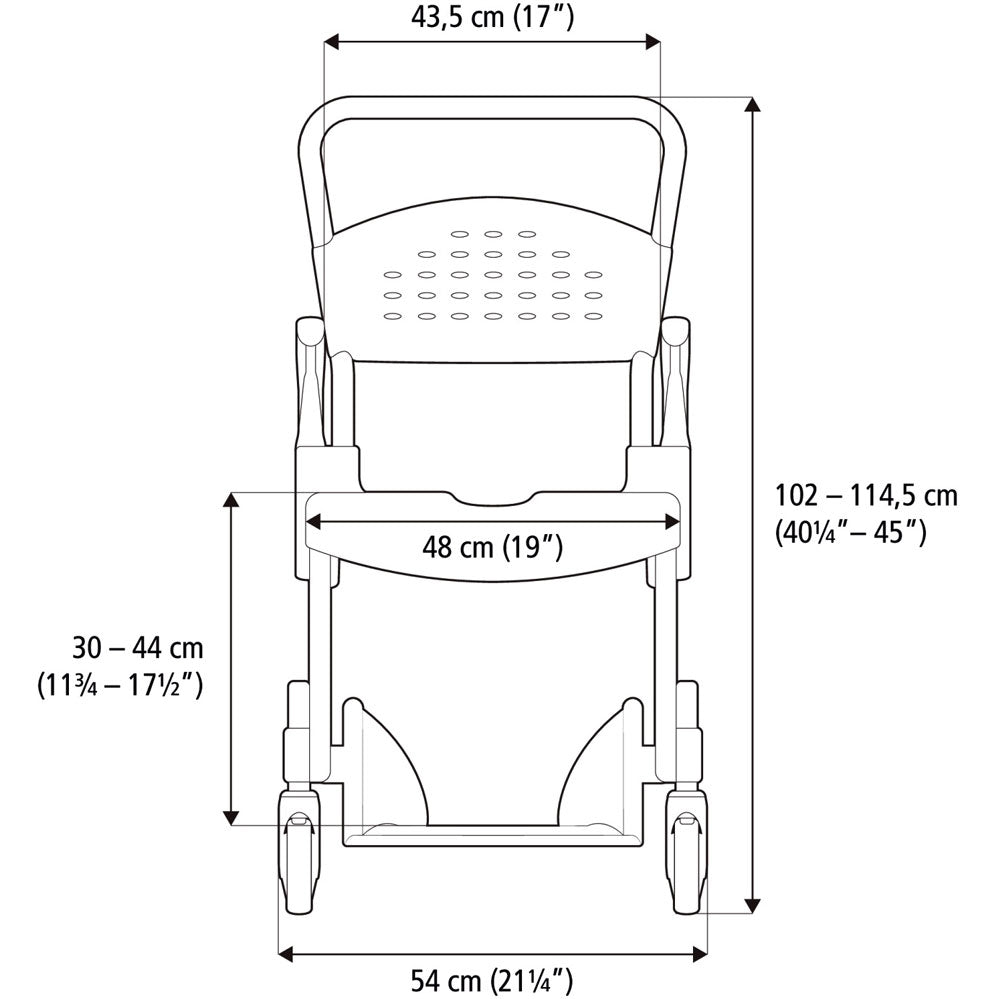 Etac CLEAN Dusch- und Toilettenrollstuhl höhenverstellbar 47,5 cm - 60 cm